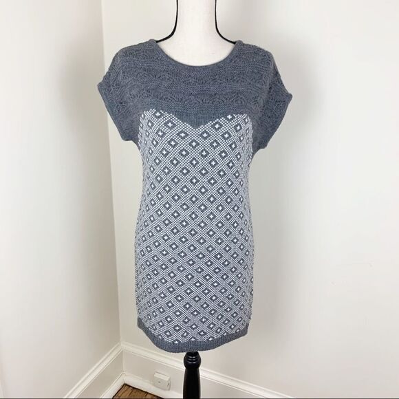 La Maglia Wool Knit Angora Blend Grey/White Tunic Sweater Dress - Picture 2 of 7